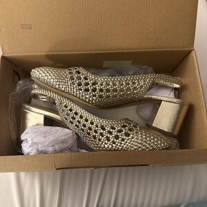 J. Crew Gold Woven Heels